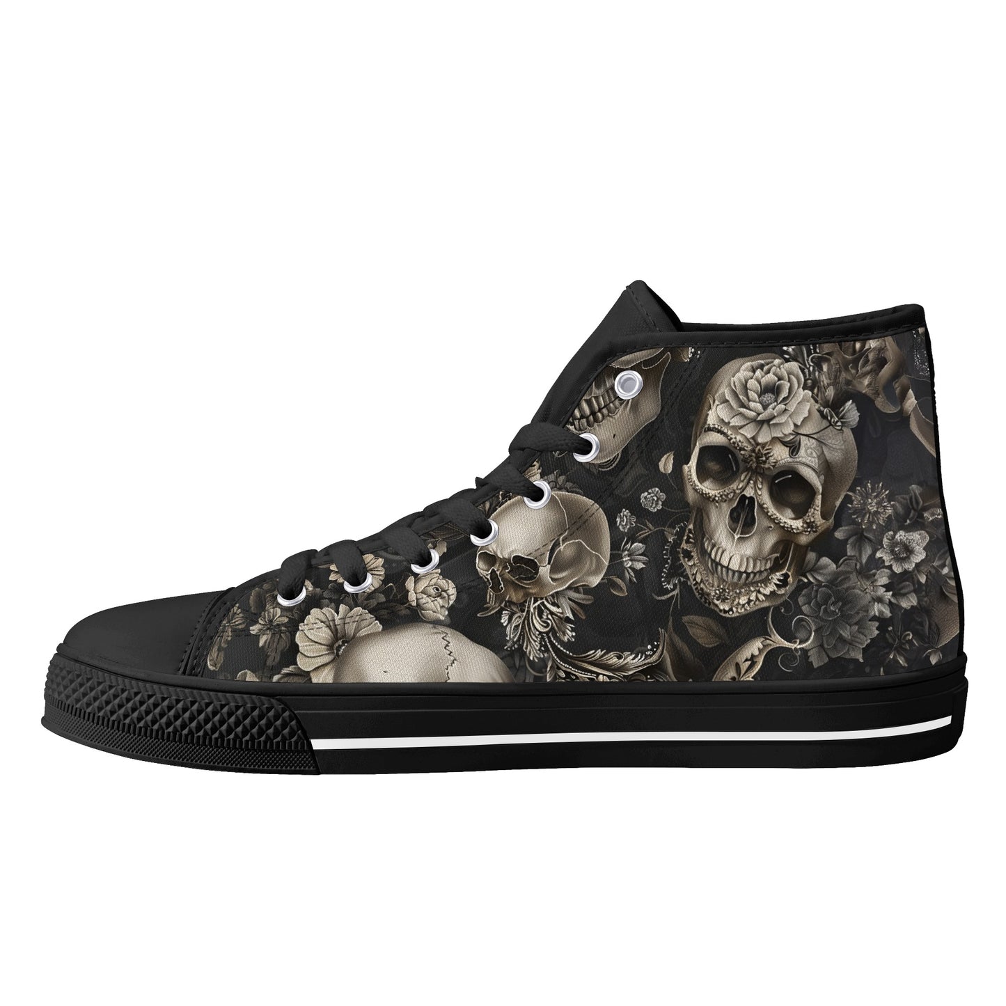 Rococo Skulls #5 Mens High Top Canvas Shoes