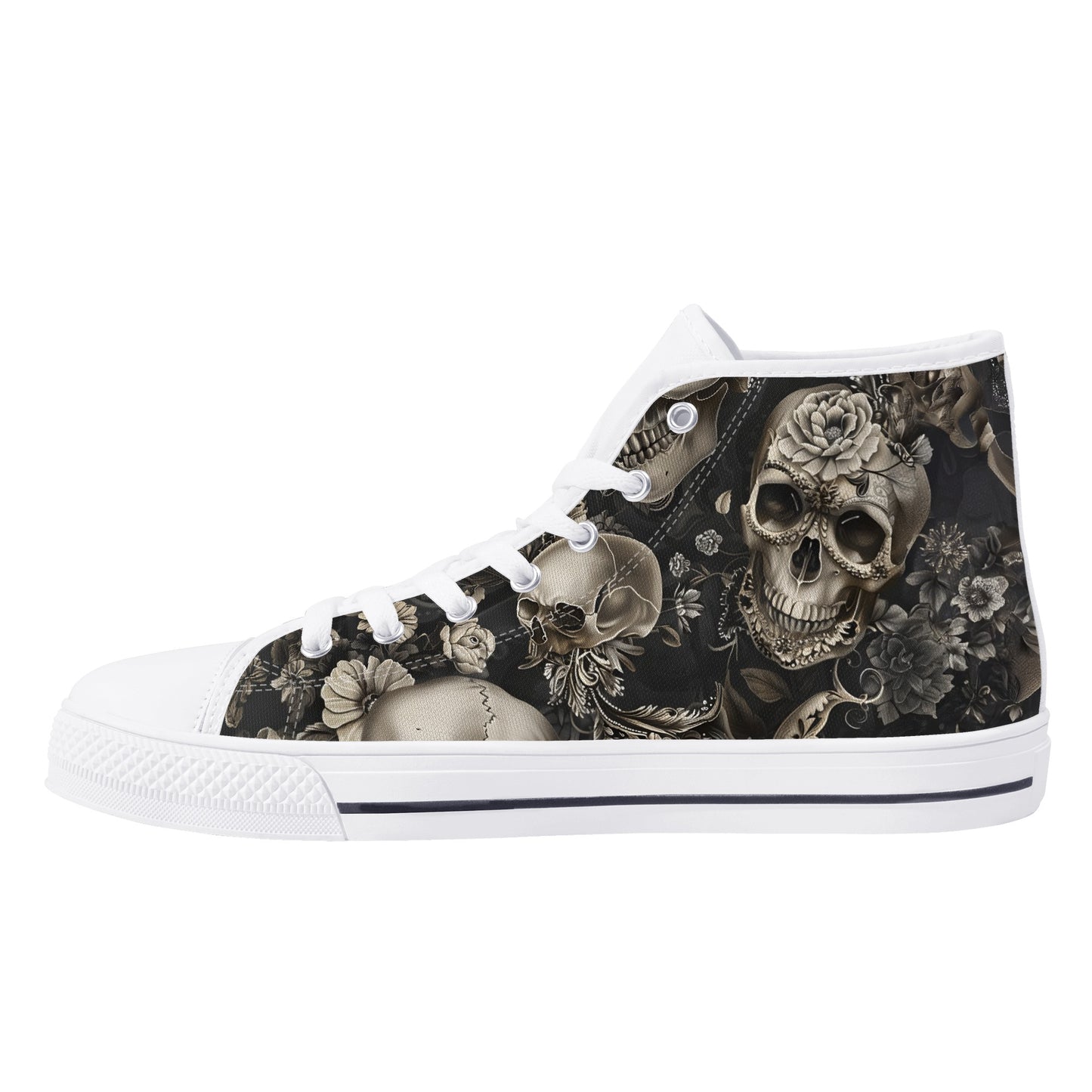 Rococo Skulls #5 Mens High Top Canvas Shoes