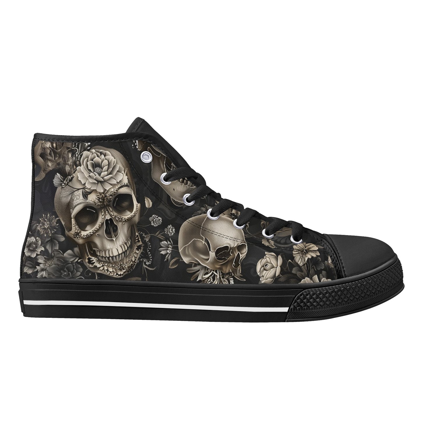 Rococo Skulls #5 Mens High Top Canvas Shoes