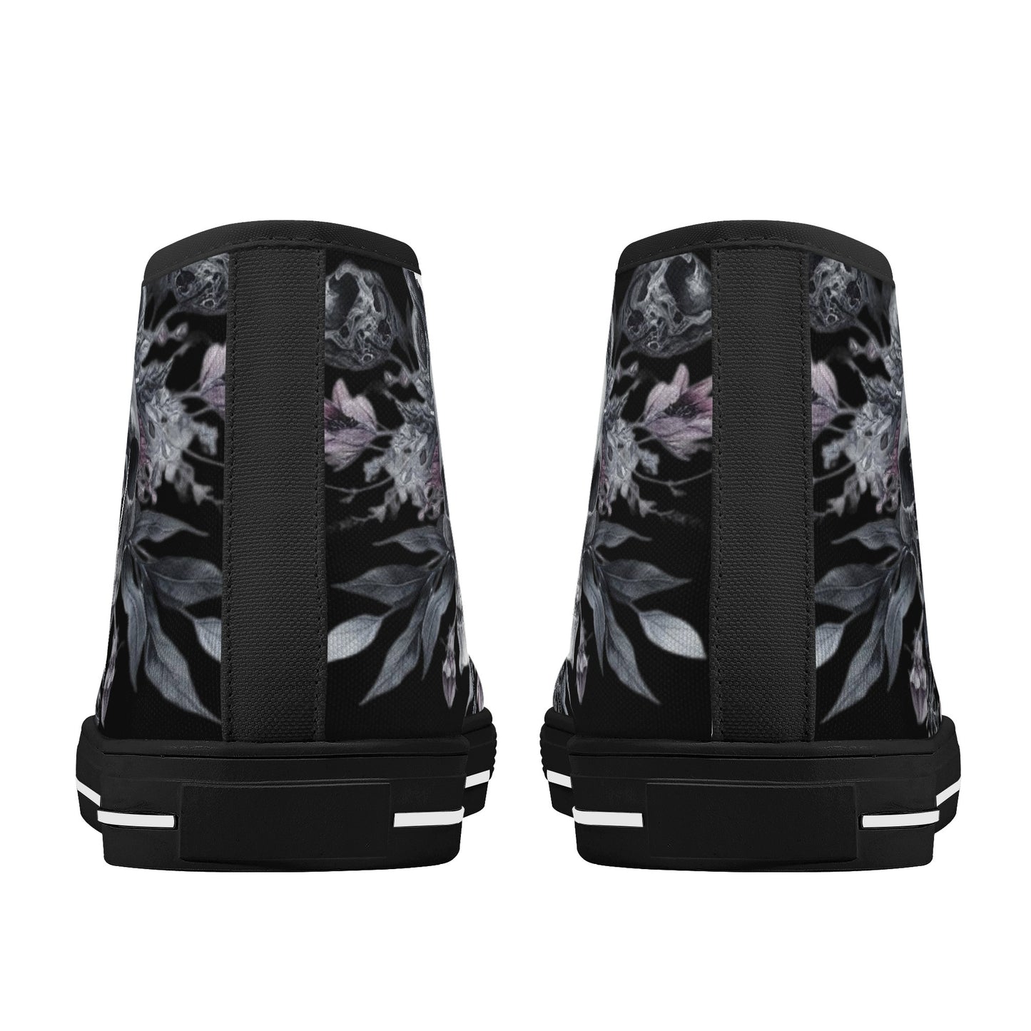 Gothic Skull and Flowers Mens High Top Canvas Shoes