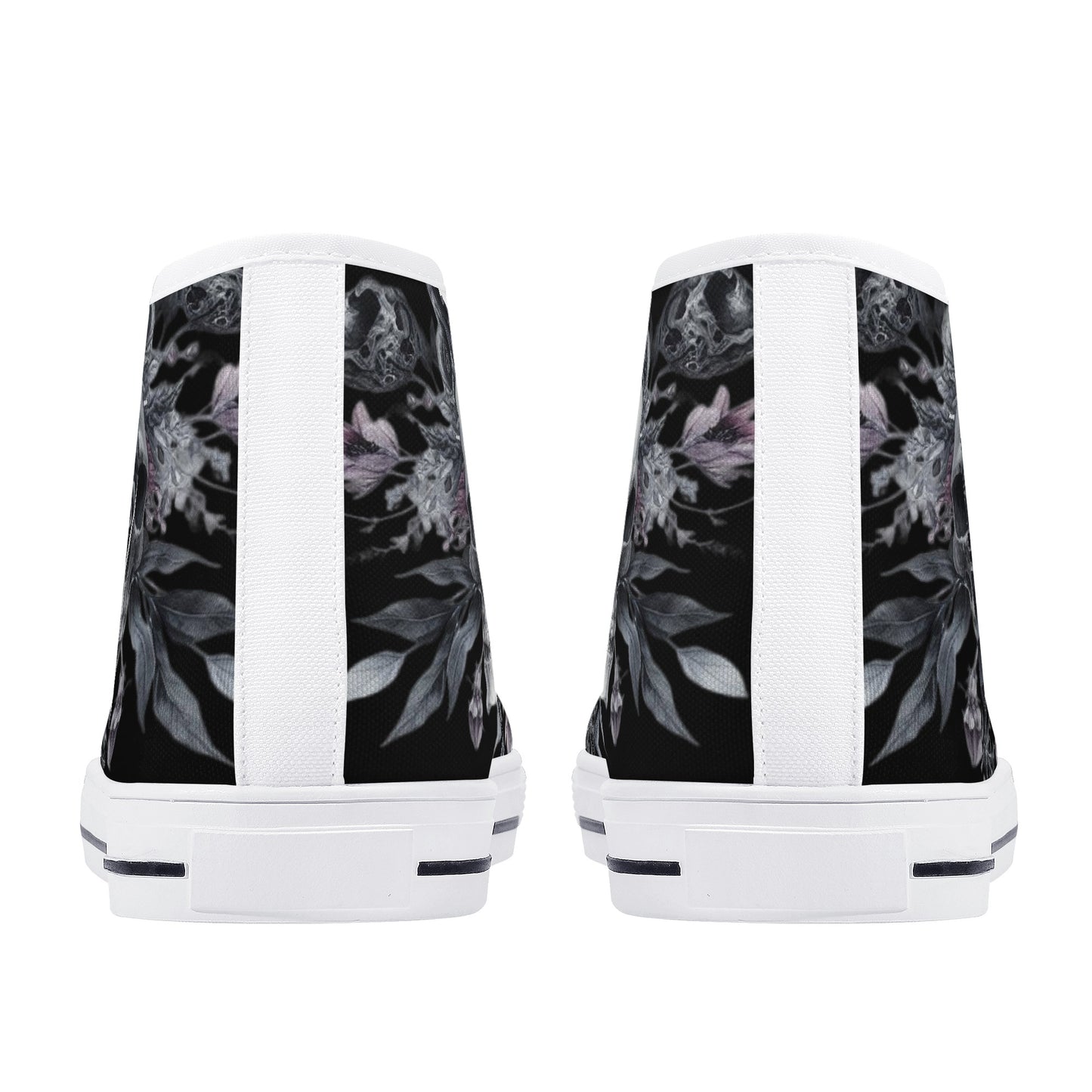 Gothic Skull and Flowers Mens High Top Canvas Shoes