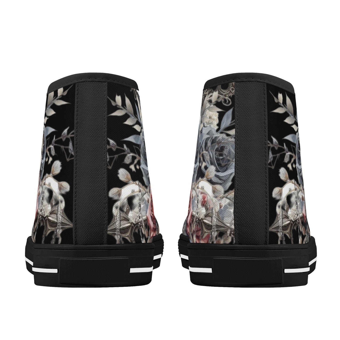 Gothic Skulls Mens High Top Canvas Shoes Floral