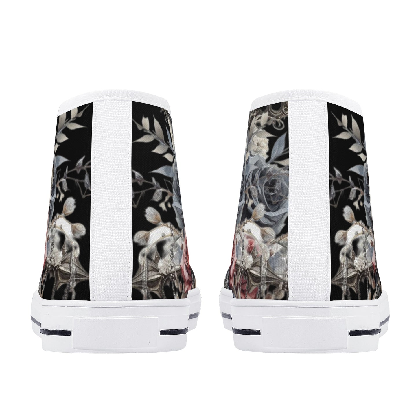 Gothic Skulls Mens High Top Canvas Shoes Floral