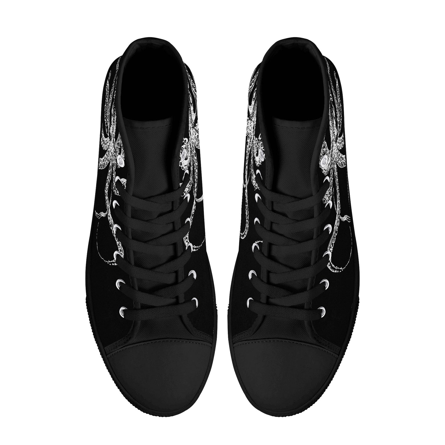 Black & White Octopus Womens High Top Canvas Shoes