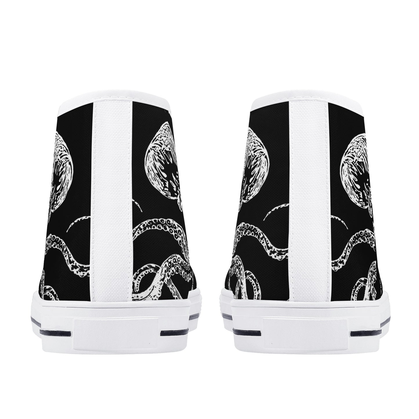 Black & White Octopus Womens High Top Canvas Shoes