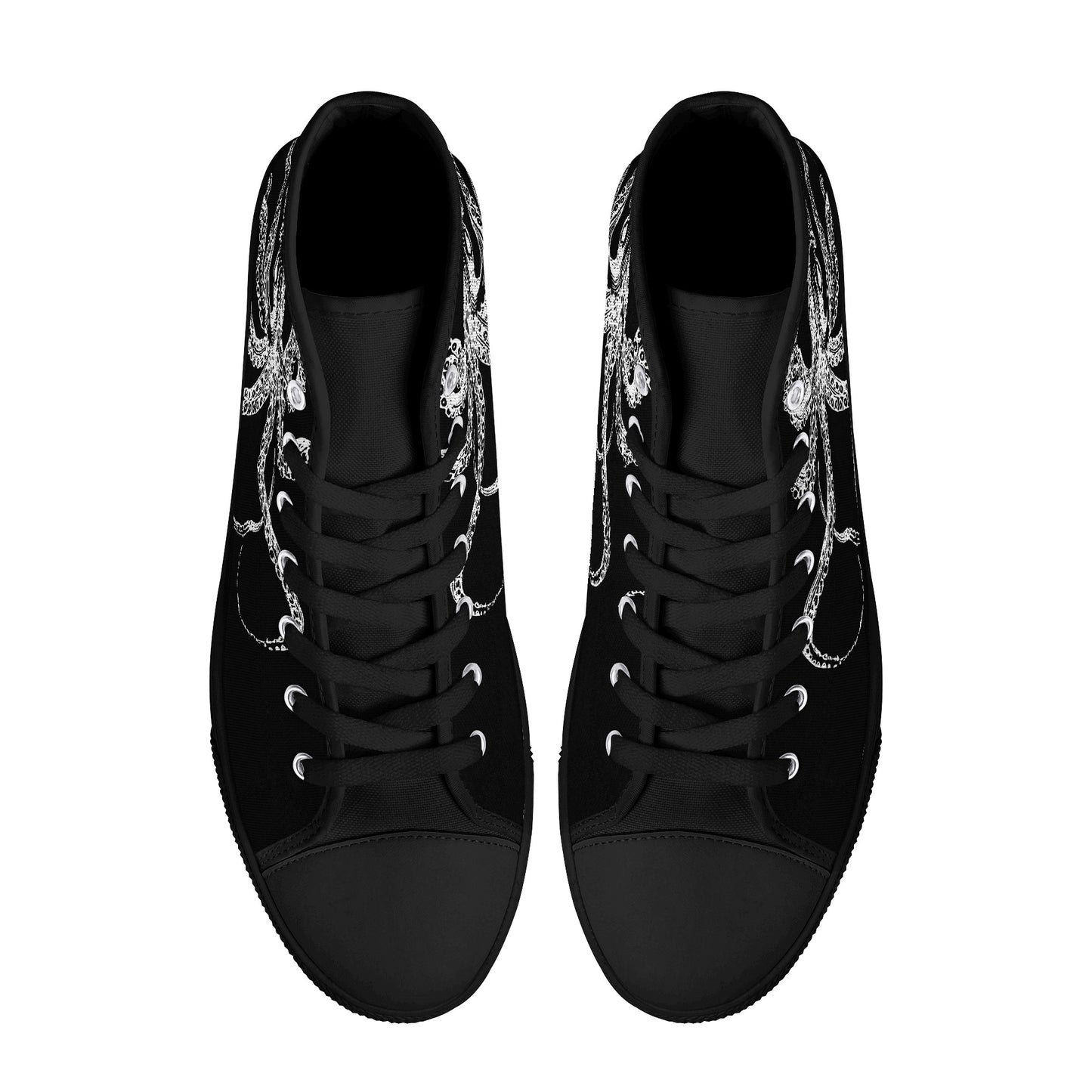 Black & White Octopus Mens High Top Canvas Shoes