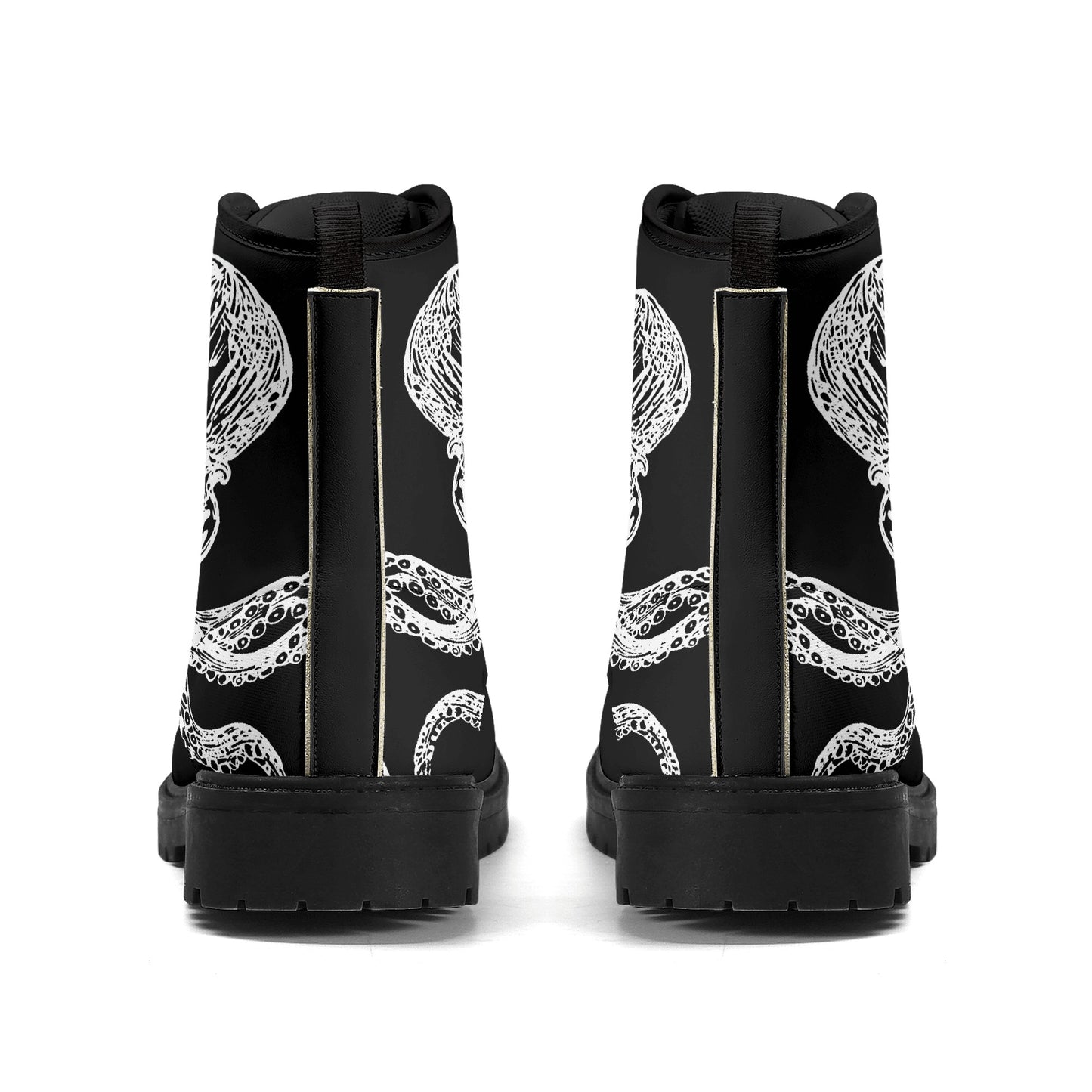 Black & White Octopus Mens Black Vegan Boots