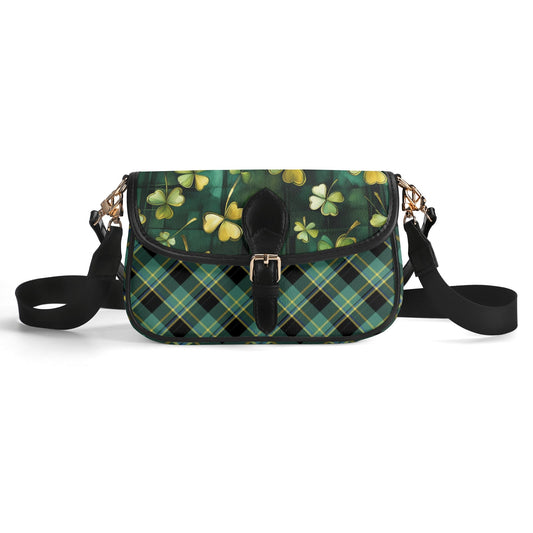 Green Shamrock Womens Vegan Buckle Shoulder bag