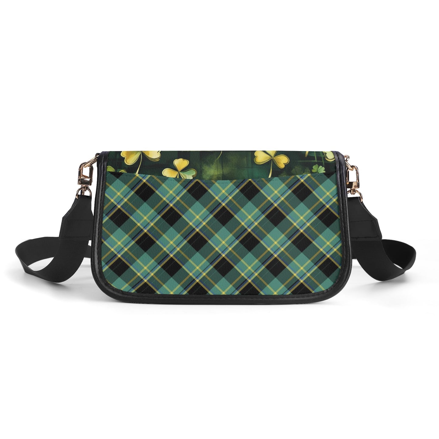 Green Shamrock Womens Vegan Buckle Shoulder bag