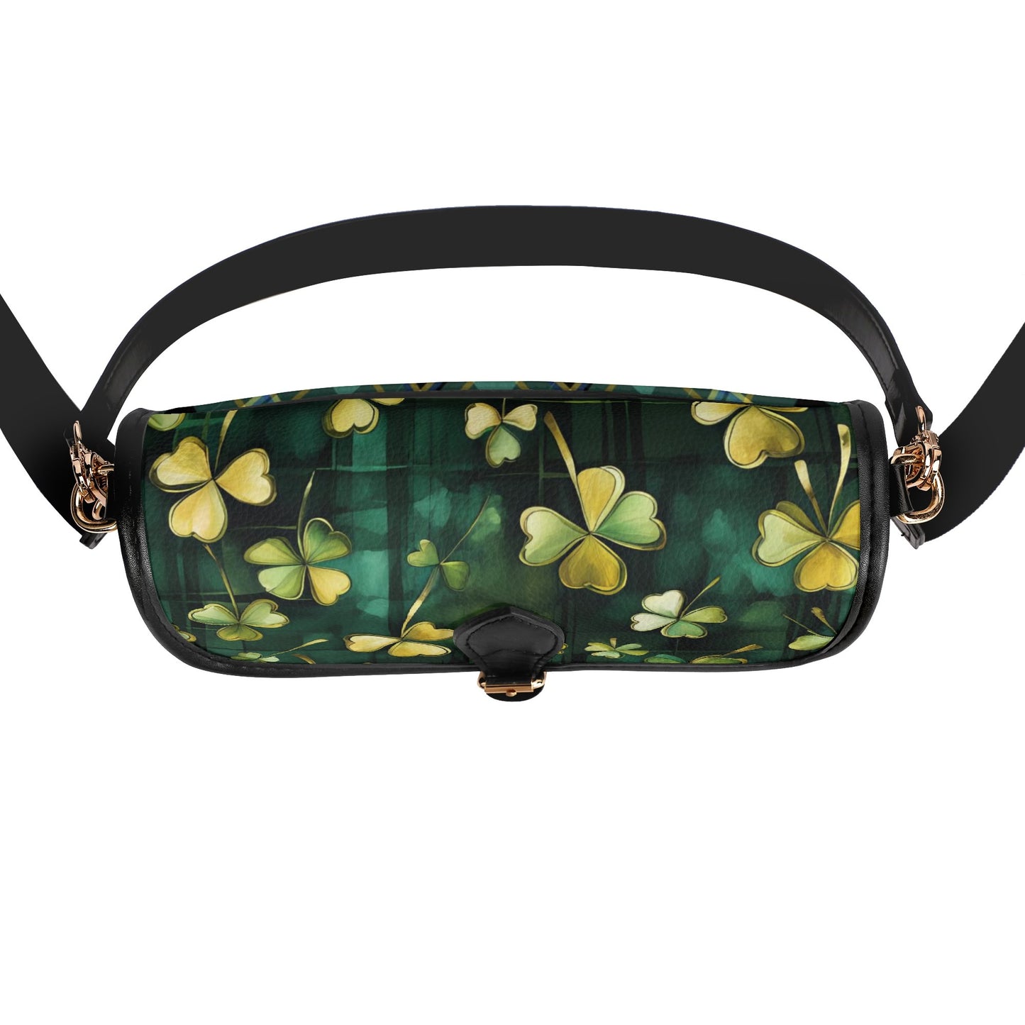 Green Shamrock Womens Vegan Buckle Shoulder bag