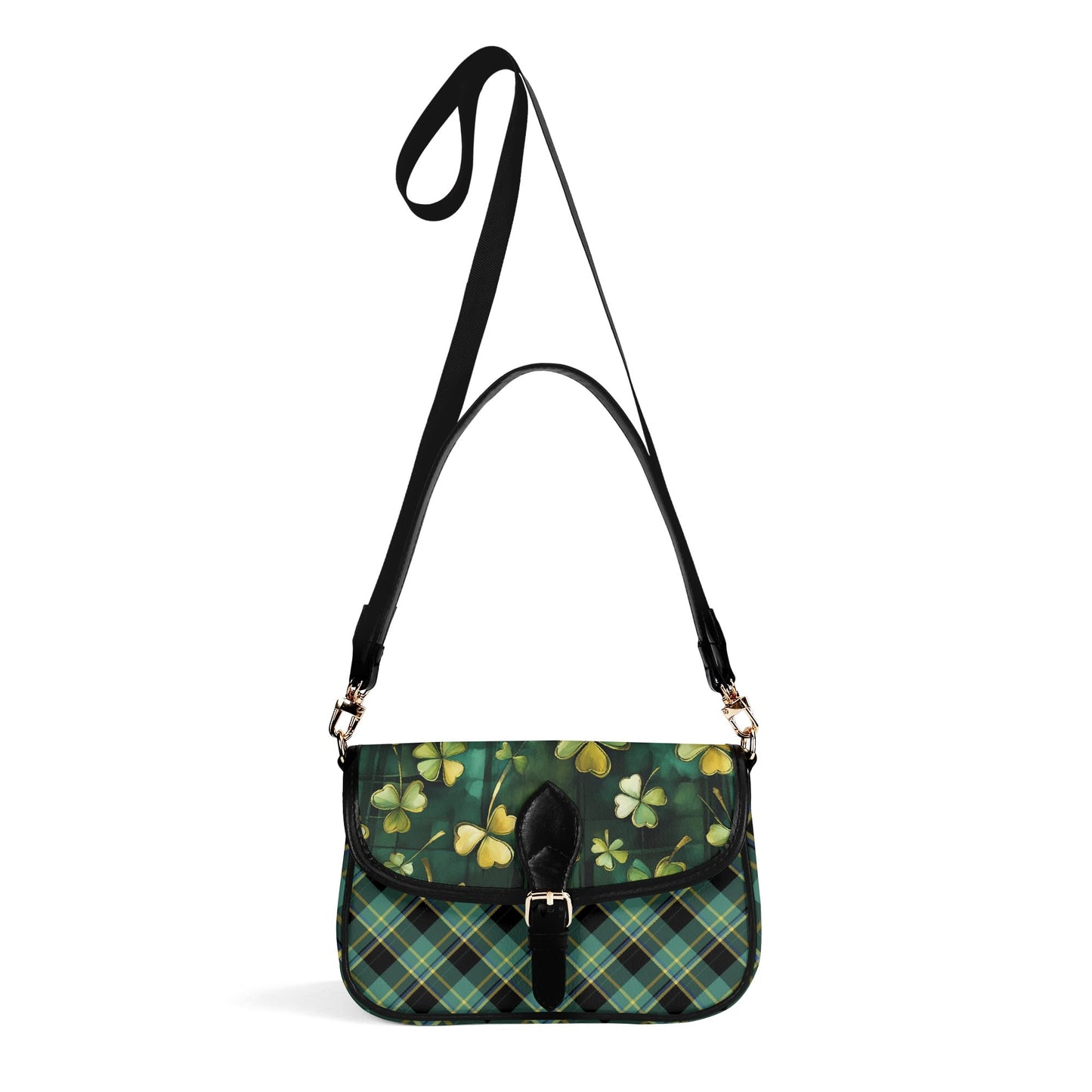 Green Shamrock Womens Vegan Buckle Shoulder bag