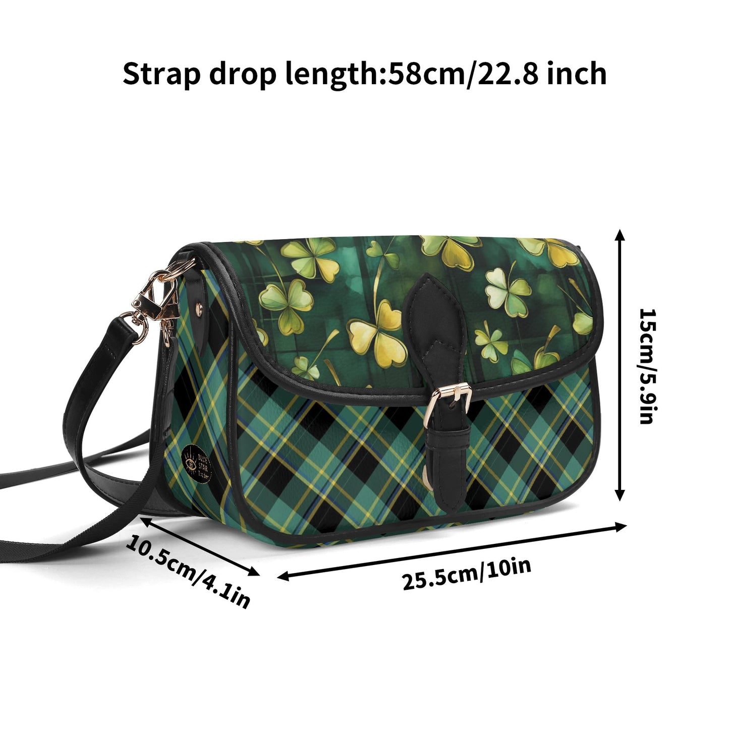 Green Shamrock Womens Vegan Buckle Shoulder bag