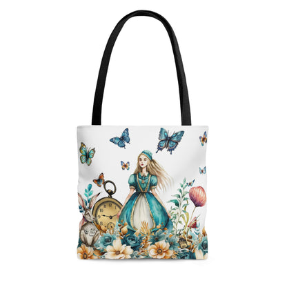 White Alice in Wonderland Tote Bag