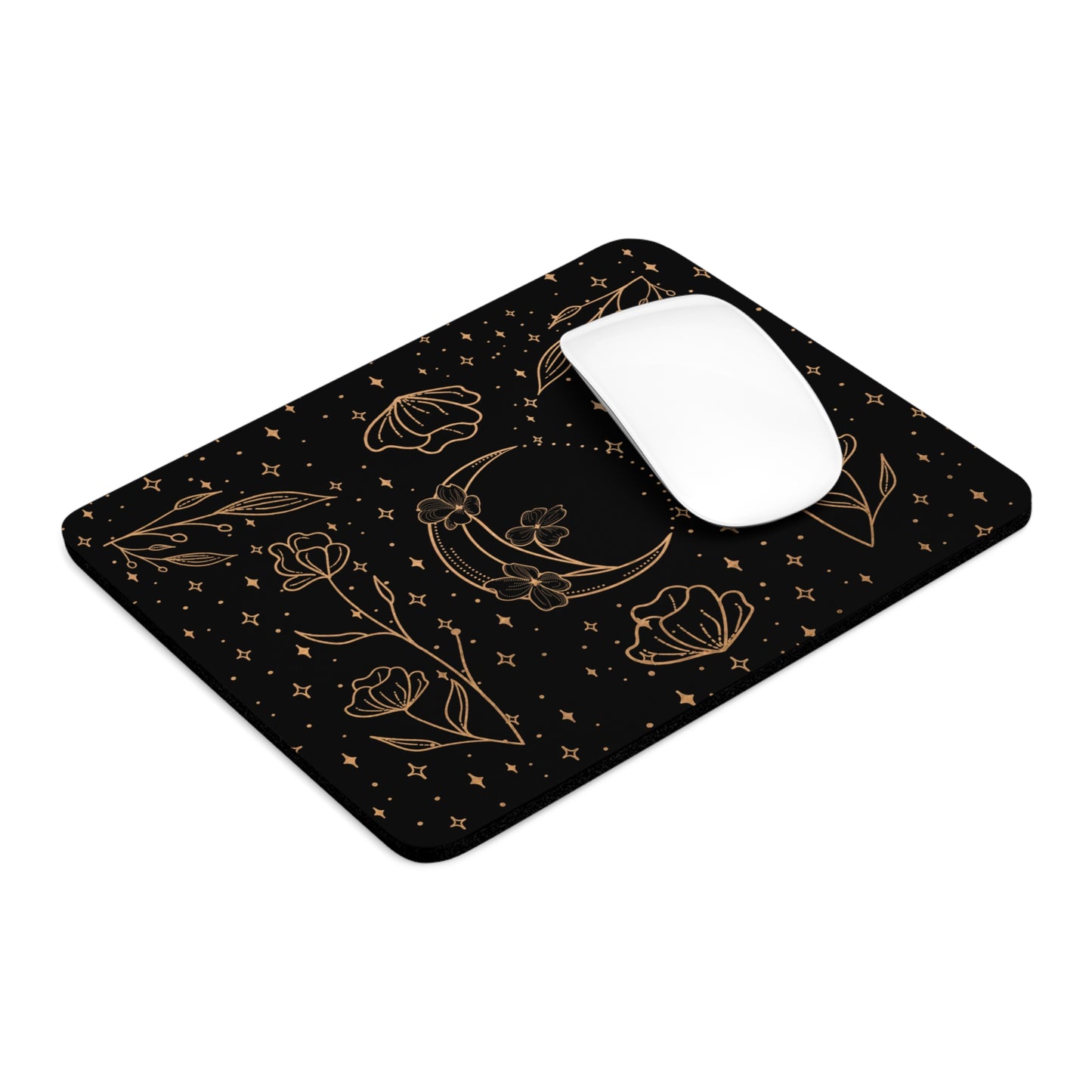 Elegant Moon Flowers Mouse Pad (Round or Rectangle) Witchy Cottagecore Office Accessories