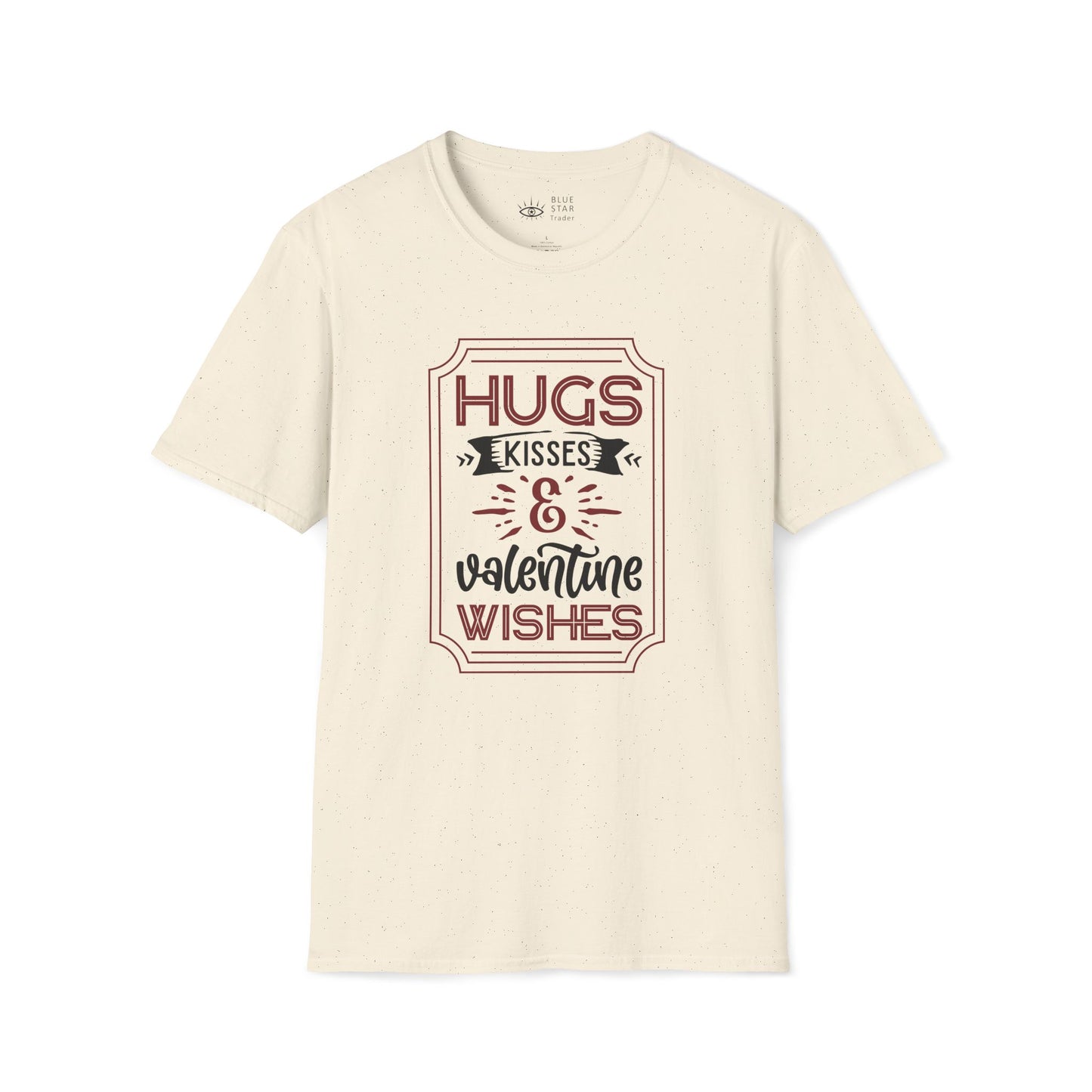 Hugs Kisses and Valentine Wishes Unisex Softstyle T-Shirt, Valentines Day Tee