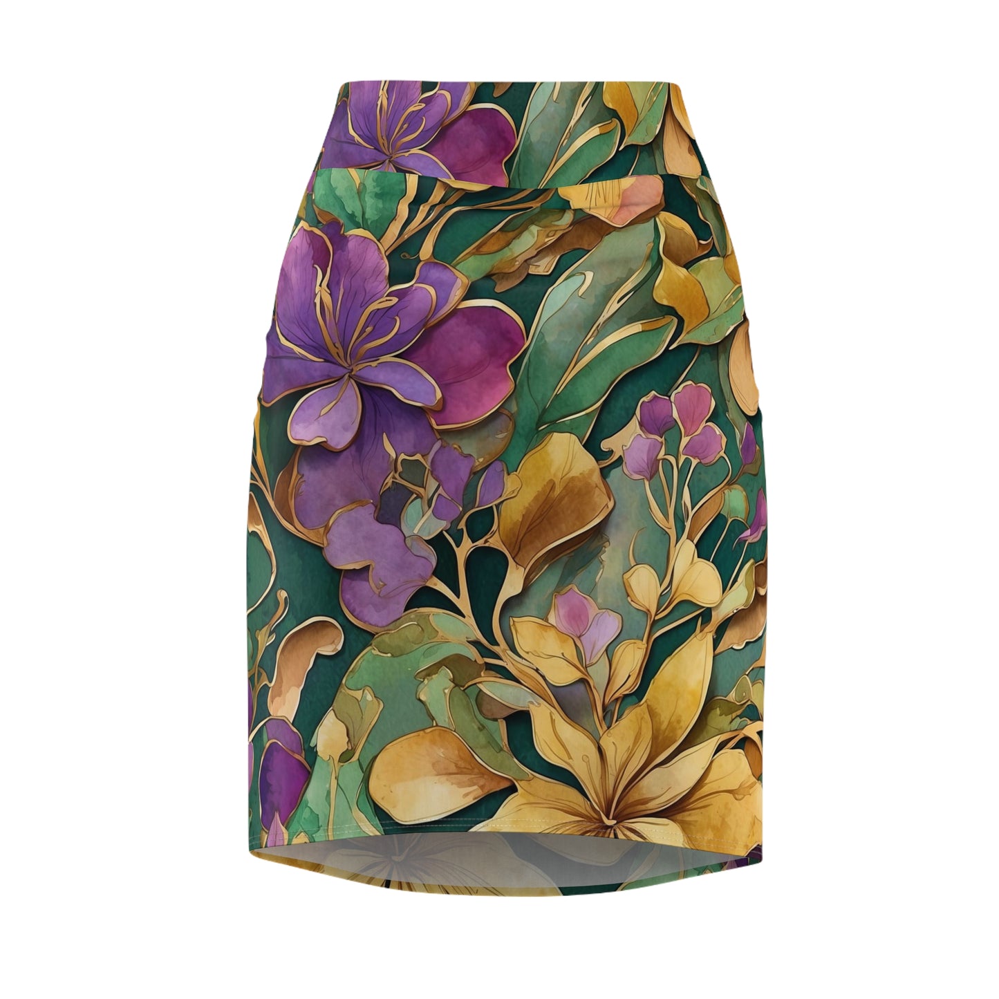 Mardi Gras Floral Skirt, Women's Pencil Skirt