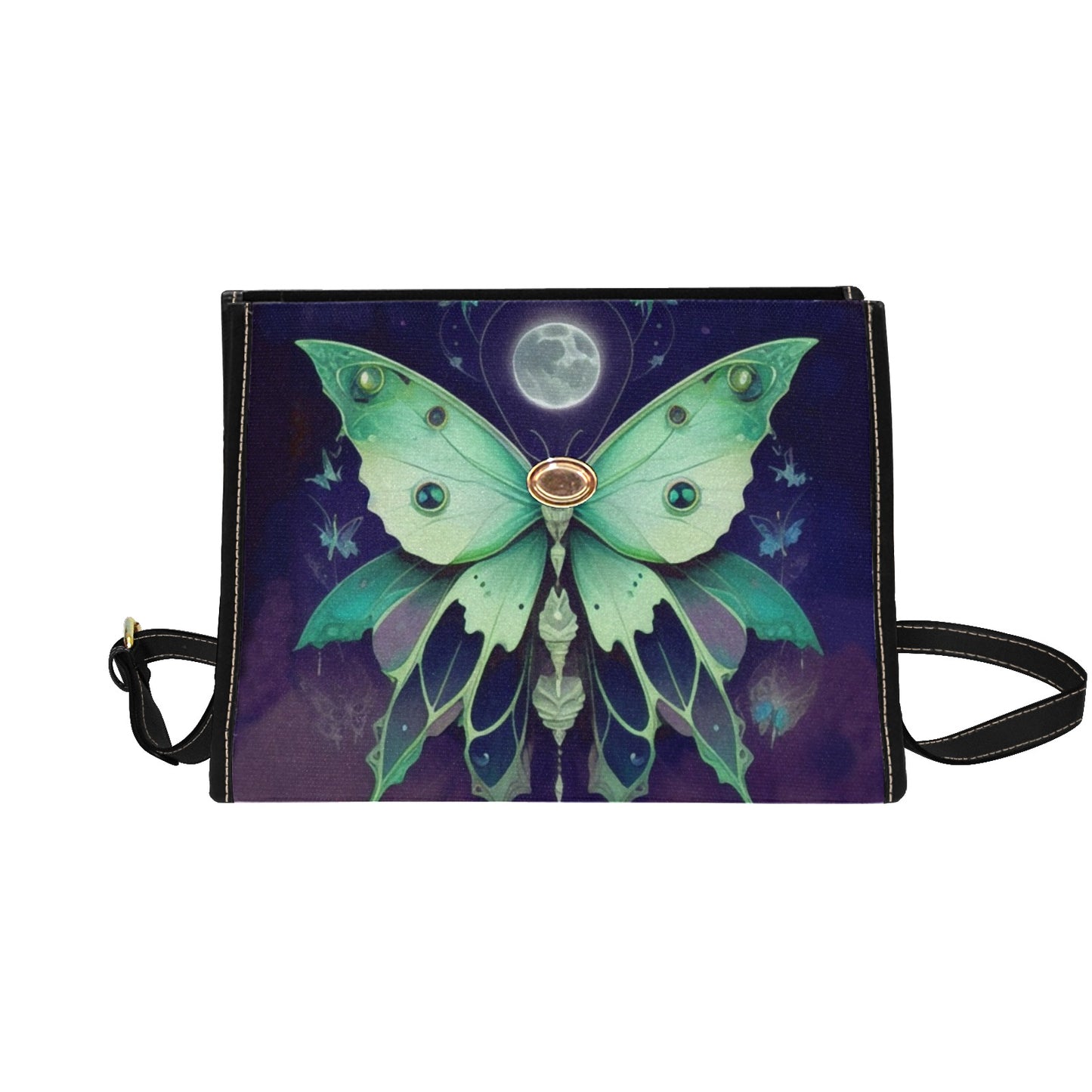 Green and Purple Butterfly Purse, Canvas Purse