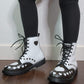 Black White Hearts Boots Combat Style (Size EU41 / Women's 10 / Men's Size 7