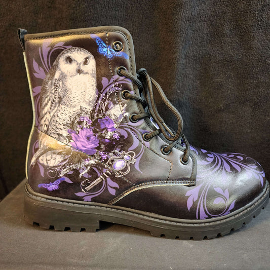 Purple Owl Boots Combat Style