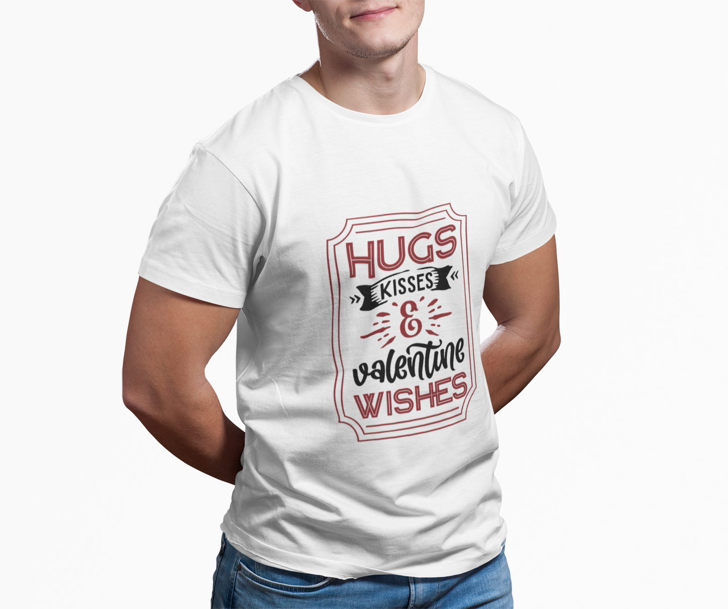 Hugs Kisses and Valentine Wishes Unisex Softstyle T-Shirt, Valentines Day Tee