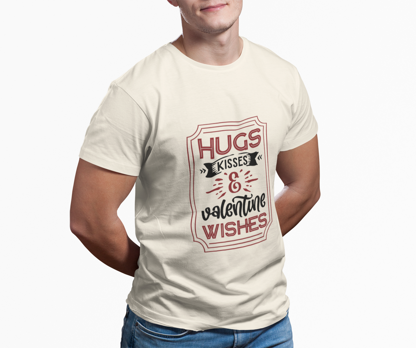 Hugs Kisses and Valentine Wishes Unisex Softstyle T-Shirt, Valentines Day Tee