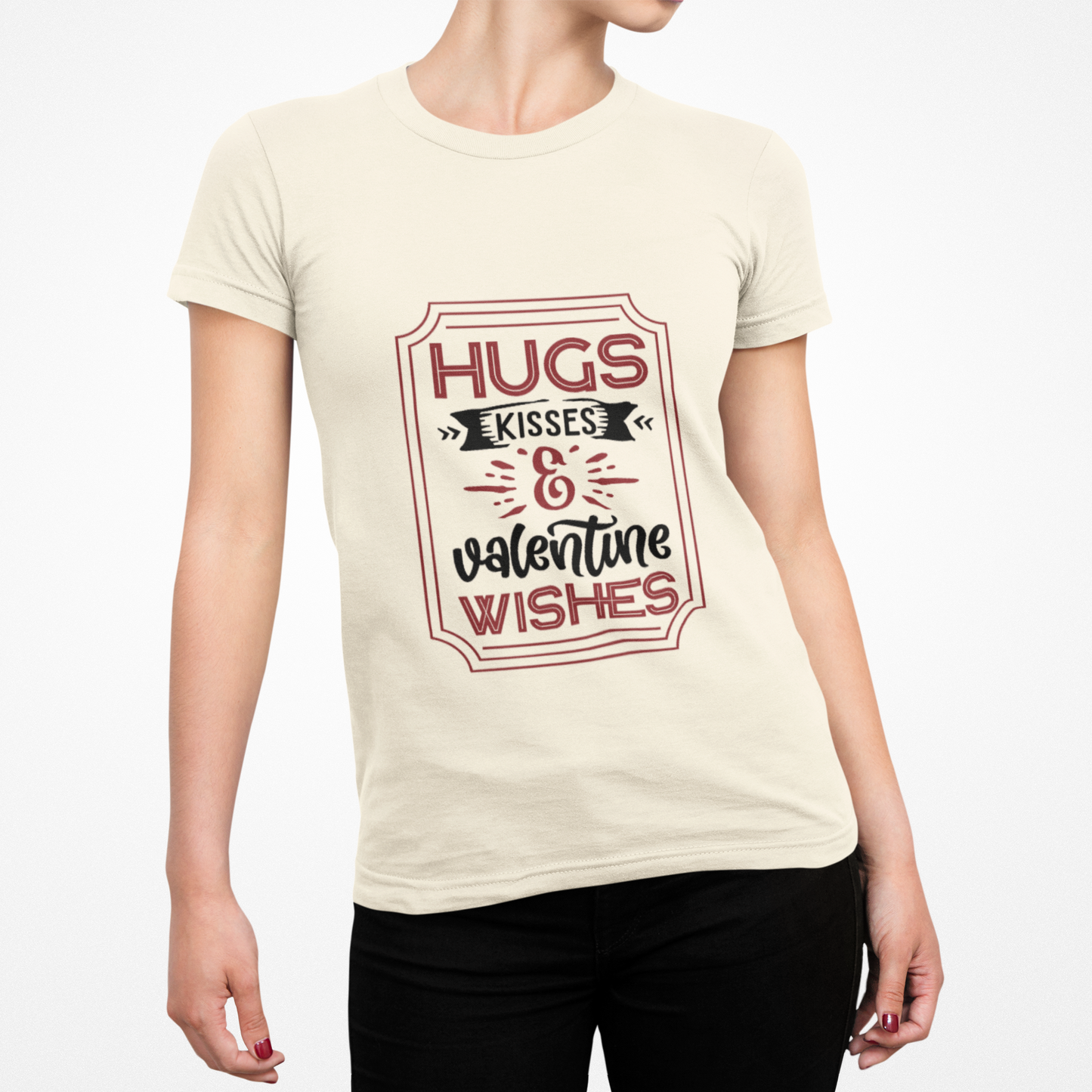 Hugs Kisses and Valentine Wishes Unisex Softstyle T-Shirt, Valentines Day Tee