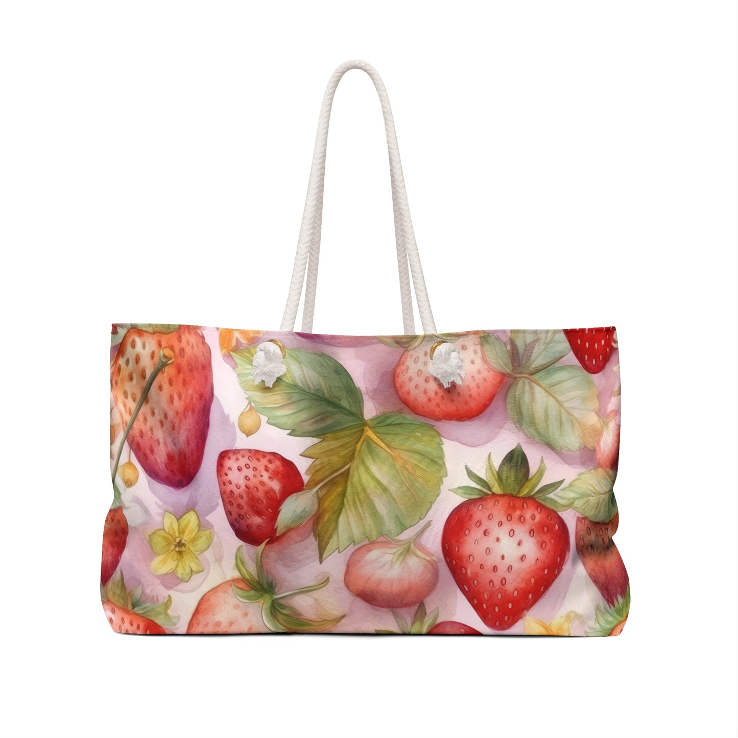 Cute Pink Strawberries Weekender Bag