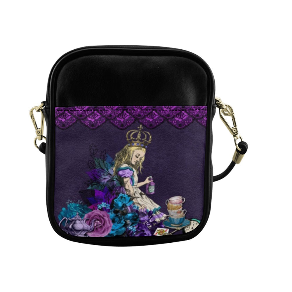 Purple Alice in Wonderland Mini Phone Purse - Crossbody Sling Bag