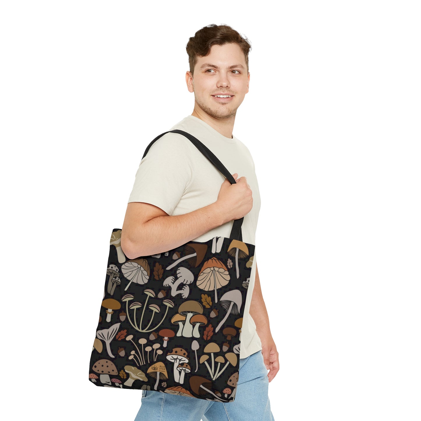 Brown Mushrooms Tote Bag, Dark Academia Bag