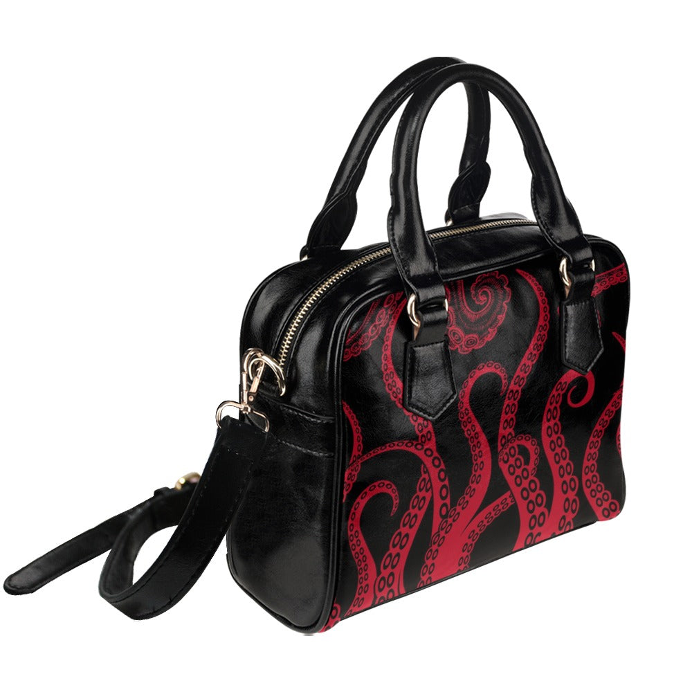 Gothic Red Octopus Purse, Tentacles Shoulder Bag