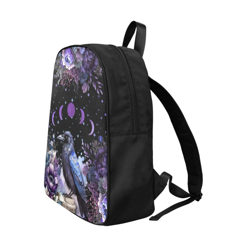 purple raven back pack, Goth book bag