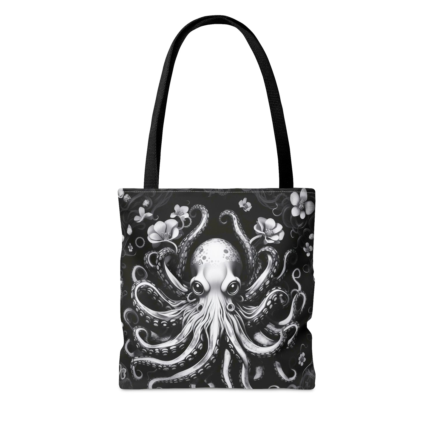 Black Kracken Octopus Tote Bag, Goth Grocery Bag