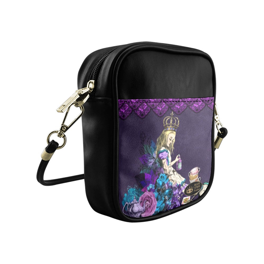 Purple Alice in Wonderland Mini Phone Purse - Crossbody Sling Bag