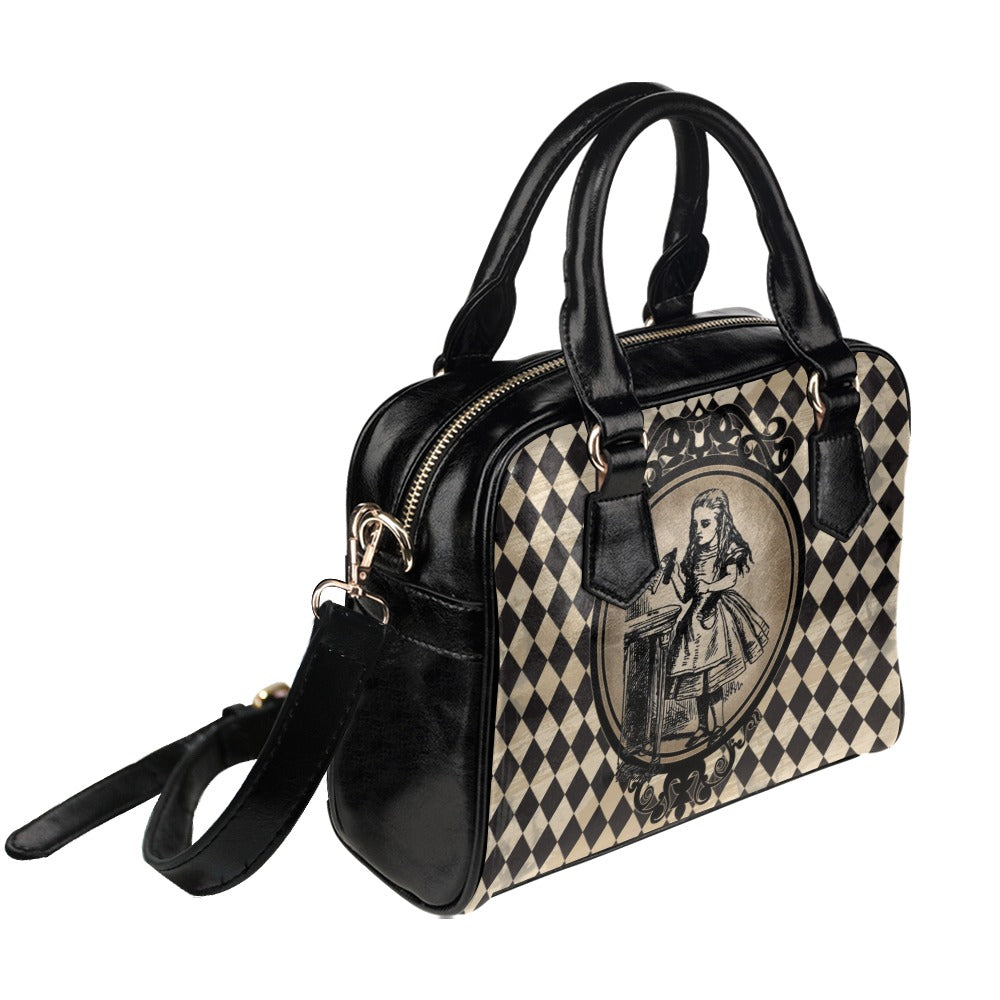 Alice in Wonderland - Drink Me - Tan Bowler Bag Handbag Purse