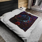 Raven with Red and Purple Flowers Velveteen Plush Blanket Blue