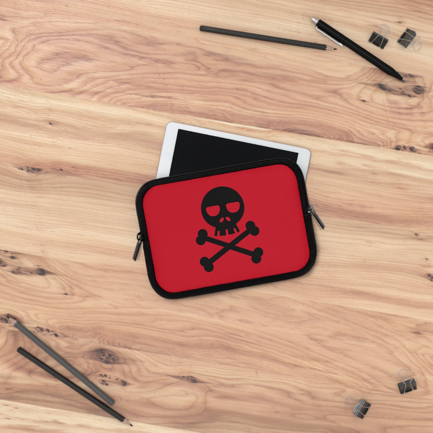 Red Skull and Crossbones Laptop Case, Punk laptop sleeve