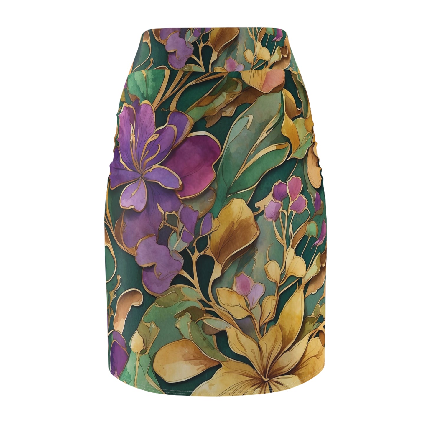 Mardi Gras Floral Skirt, Women's Pencil Skirt