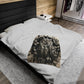 Gray Owl Velveteen Plush Blanket with Compass and Leaves