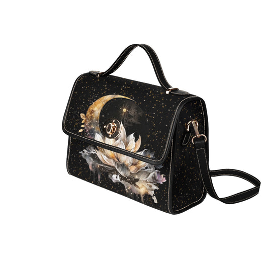 Witchy Lotus Moon Satchel, Vegan, Canvas Satchel bag
