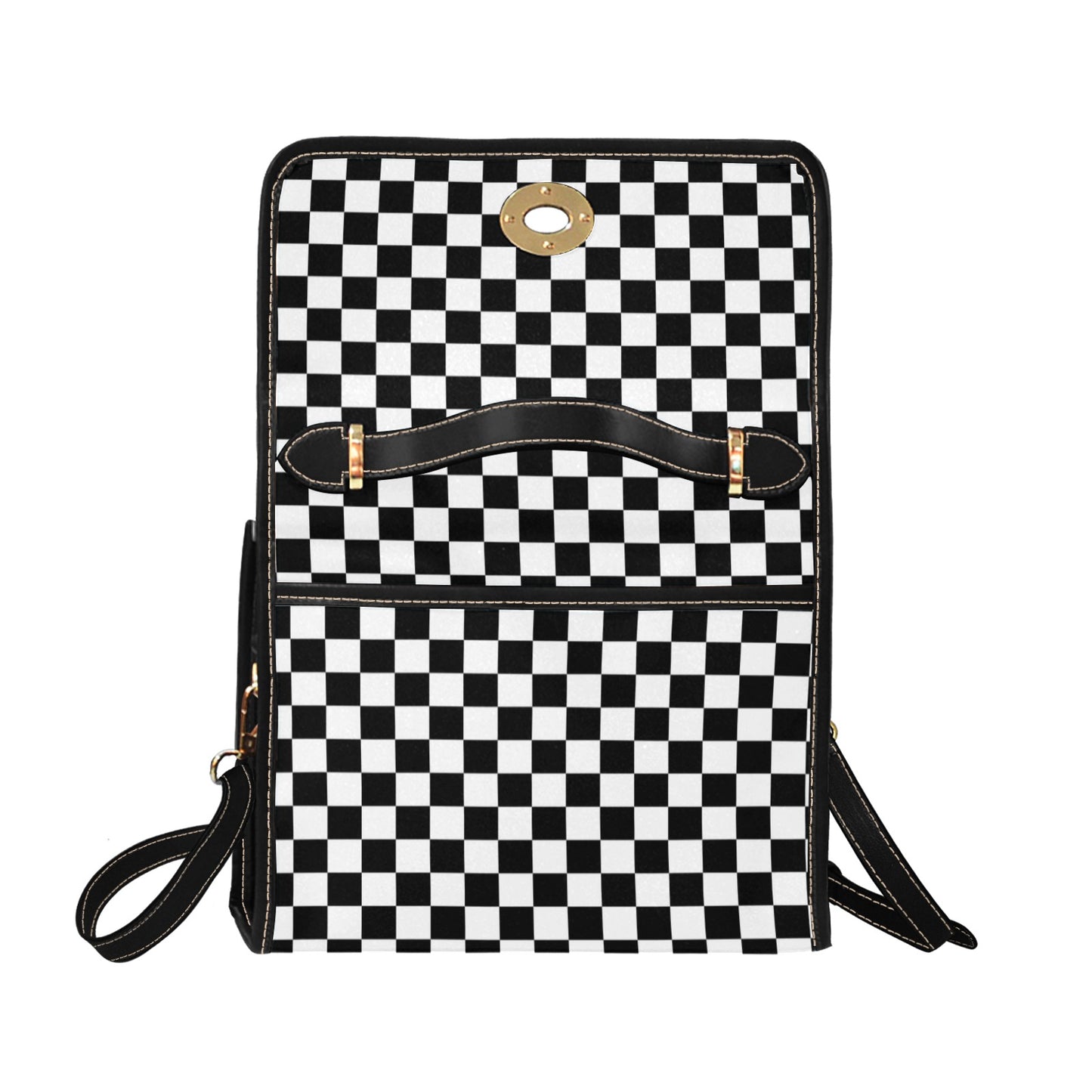 Black White Checkered Purse, Cross Body Purse