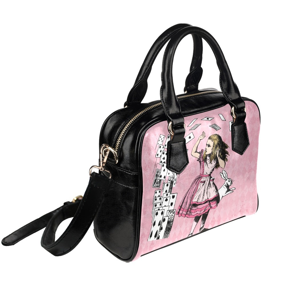 Pink Alice in Wonderland - Cards Attack - Bowler Purse Handbag