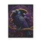 Raven with Purple Flowers Velveteen Plush Blanket
