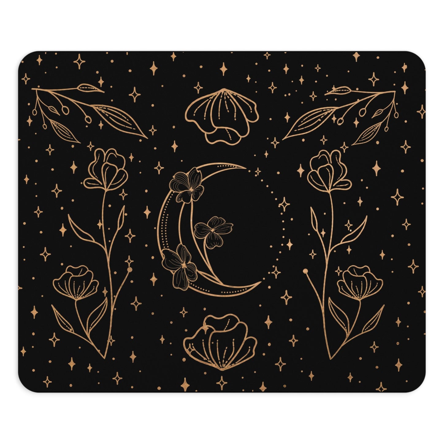 Elegant Moon Flowers Mouse Pad (Round or Rectangle) Witchy Cottagecore Office Accessories