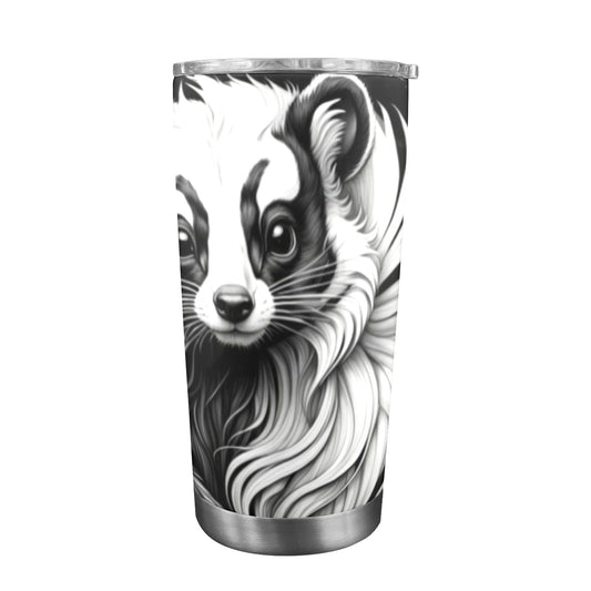 Cute Skunk Tumbler, Black White Steel Travel Mug With Lid