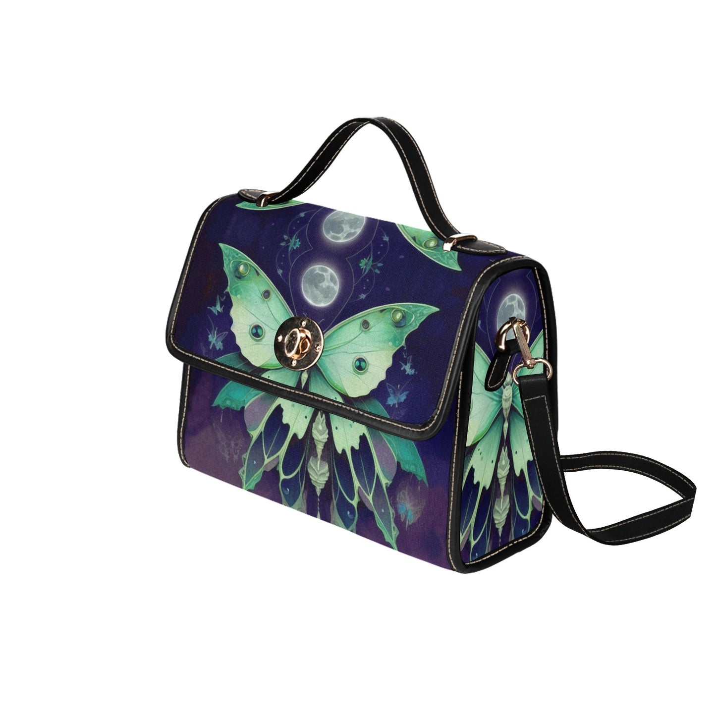 Green and Purple Butterfly Purse, Canvas Purse