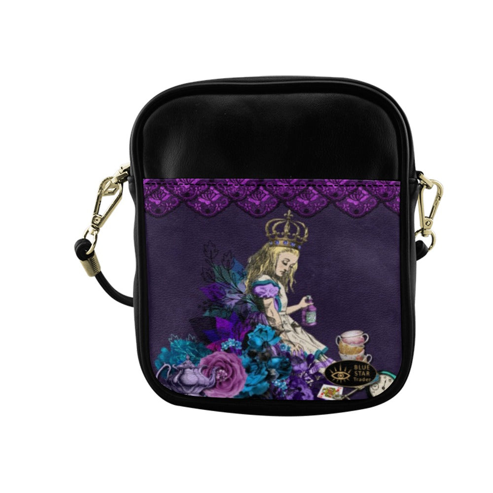 Purple Alice in Wonderland Mini Phone Purse - Crossbody Sling Bag