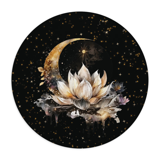 Lotus Moon Mouse Pad (Round or Rectangle) Witchy Cottagecore Office Accessories