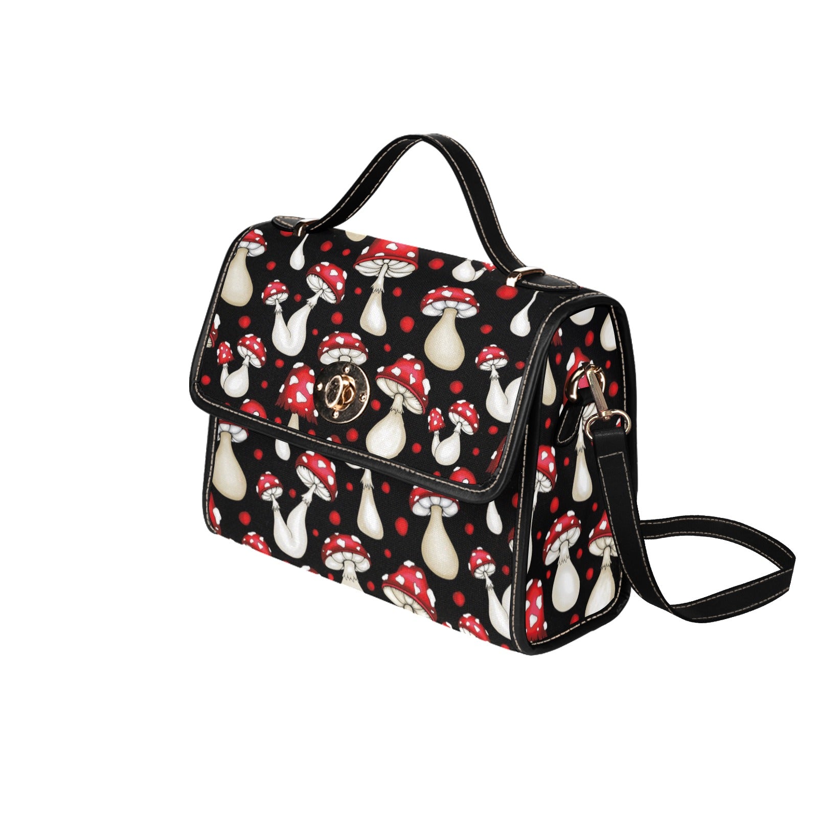 red and black mushrooms purse, cross body bag