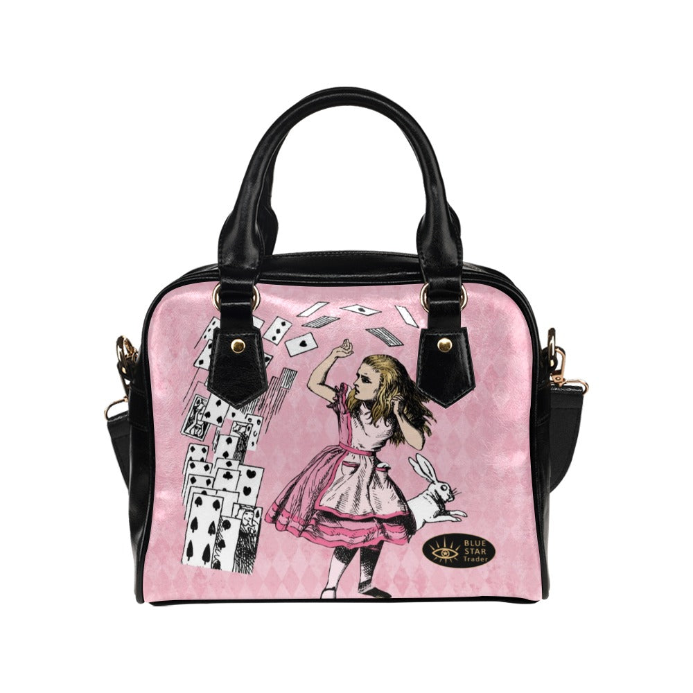 Pink Alice in Wonderland - Cards Attack - Bowler Purse Handbag