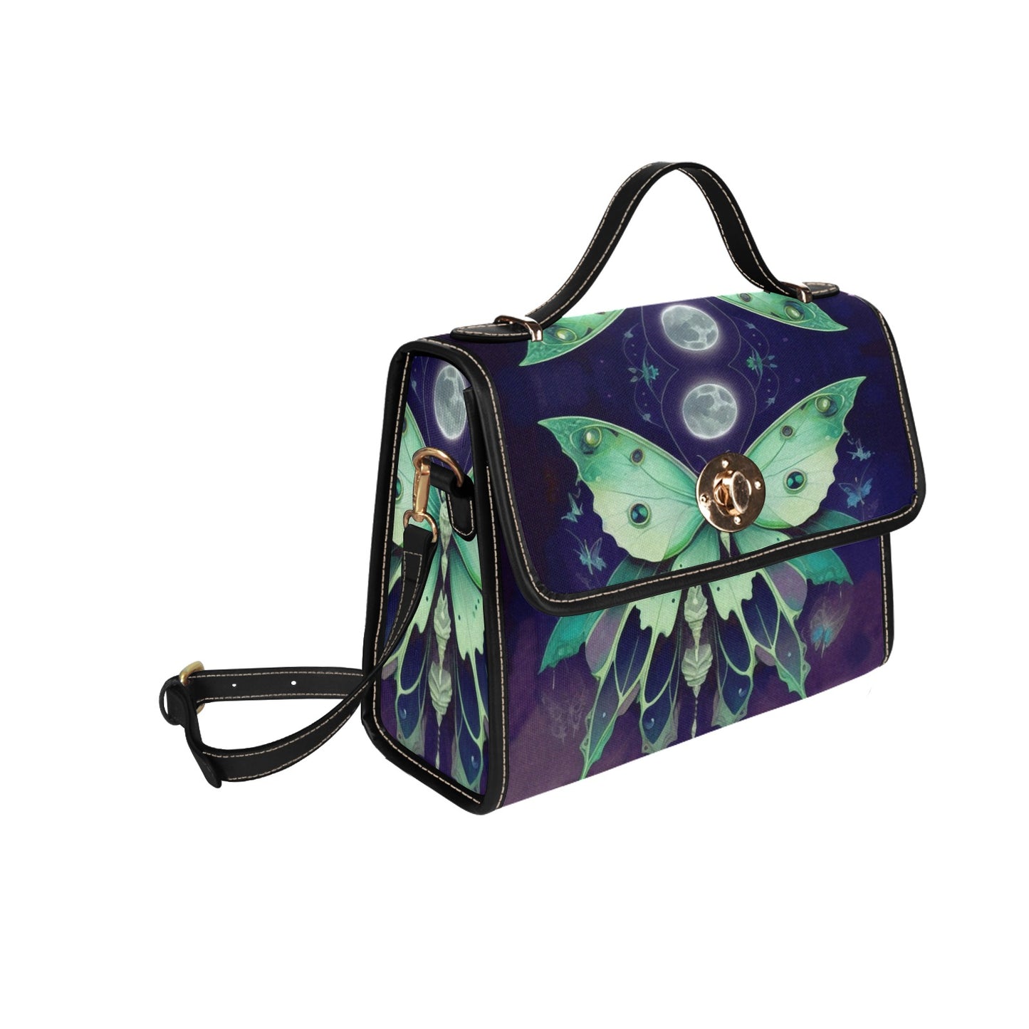 Green and Purple Butterfly Purse, Canvas Purse